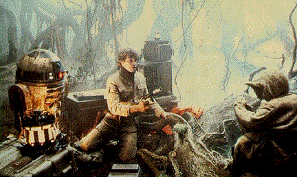 Luke, R2D2, and Yoda's back