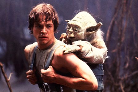 Yoda on Luke's back