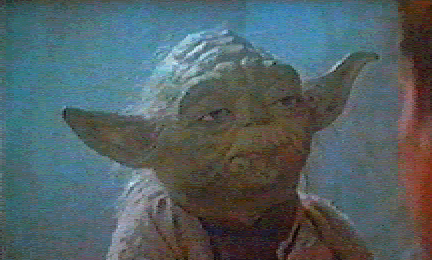 Yoda looking at Luke