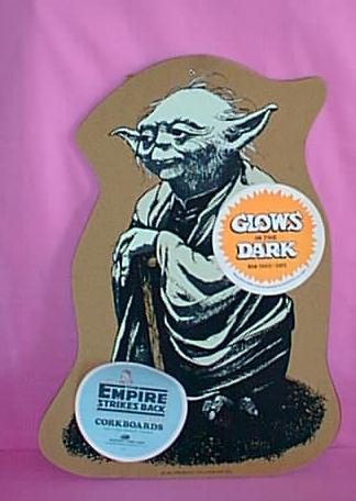 A glow in the dark Yoda corkboard