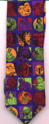 Star Wars tie with many characters on it