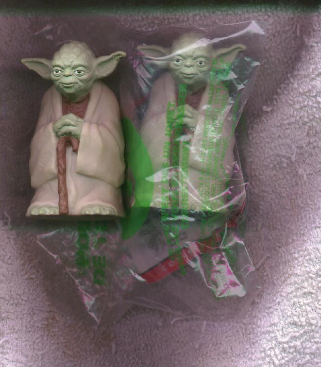 Yoda Taco Bell toy in and out of the package
