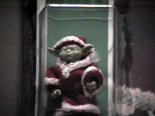 Close up of the Yoda Claus (Santa Yoda) toy