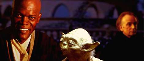 Prequel picture of Yoda with Mace Windu (Samuel L. Jackson)
