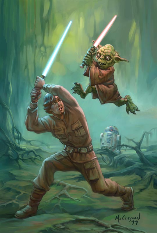 Yoda turning on Luke during his Jedi training