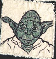 Yoda drawn on a cloth patch