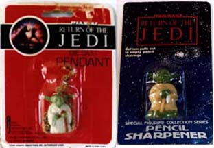 Return of the Jedi Yoda pendant and pencil sharpener