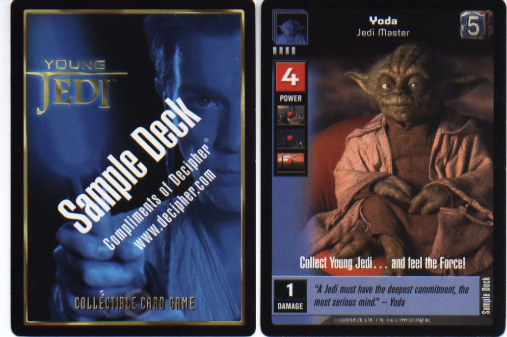 Young Jedi Yoda card from sample deck