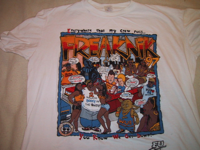 Freaknick 97 shirt with a Hip-Hop Yoda along with others