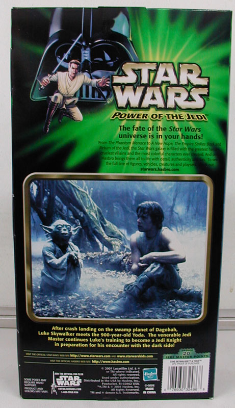Back of Wal-Mart Luke/Yoda 12 inch figure's package