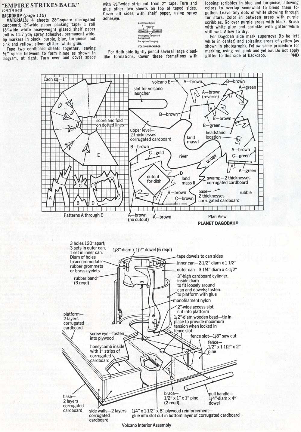 The third (and final) part of the instructions on how to build the Dagobah Playset from Woman's Day