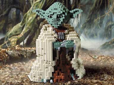 Front right view of Ultimate Collectors Series LEGO Yoda