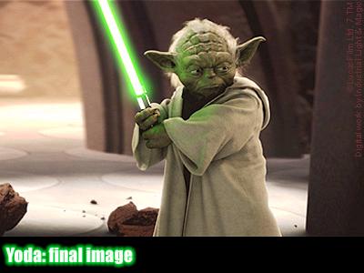 Final computer generated Yoda with background
