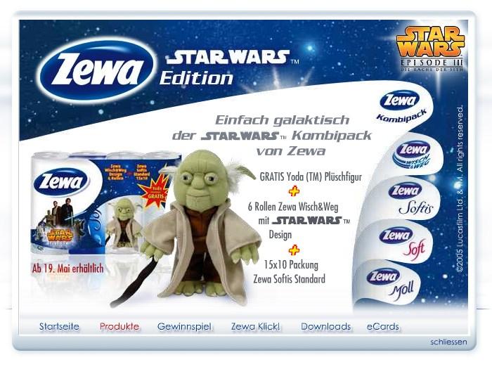 Advertisement for Zewa Yoda plush