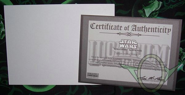 Acme Archives - Yoda Character Key - back with certificate of authenticity