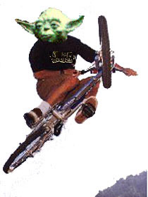 A pic of Yoda riding a bike