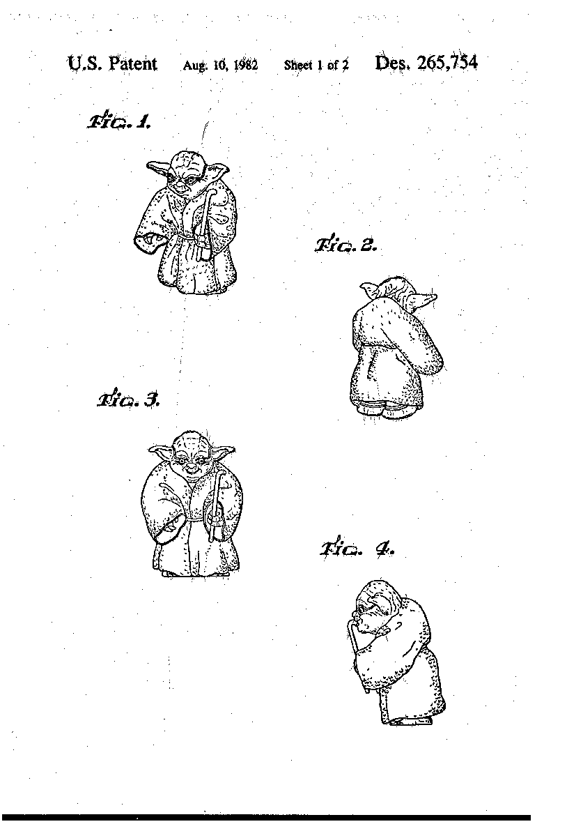 Page two of three of the patent for the old Yoda toy