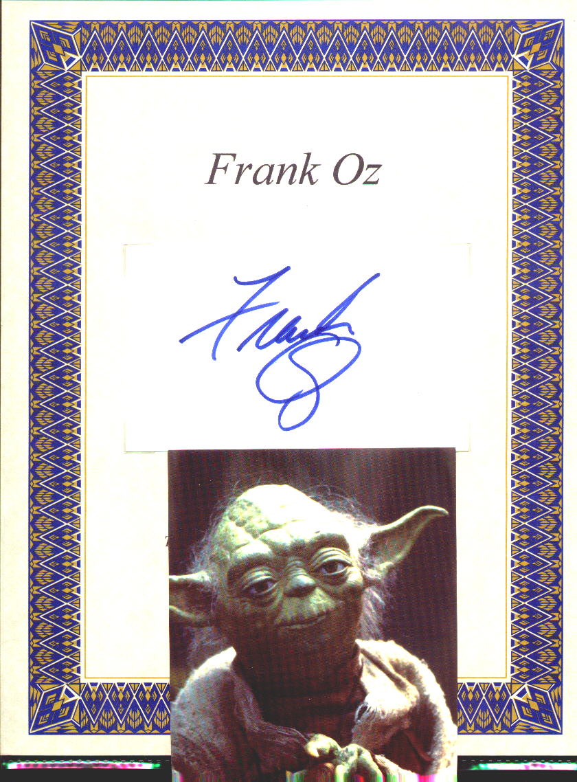 Frank Oz's signature with a photo of Yoda