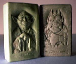 Yoda and Gammorean Guard Soap Bars out of the packages