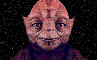 Animated .gif of Yoda with growing ears, then a smile