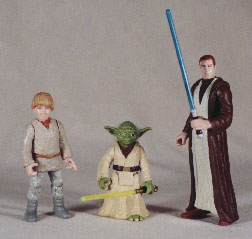 Custom Episode I Obi-Wan, Anakin, and Yoda toys