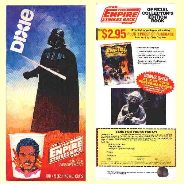Dixie Cup box with offer for a free Yoda poster book