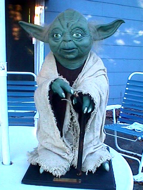 Another full front view of the life-sized Yoda replica