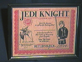 A Jedi Knights certificate found on Star Wars Underoos package
