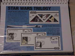Part of a flyer for different Yoda and Star Wars stamps