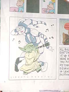 Yoda and Oola dancing (from Liberty Meadows comic strip)