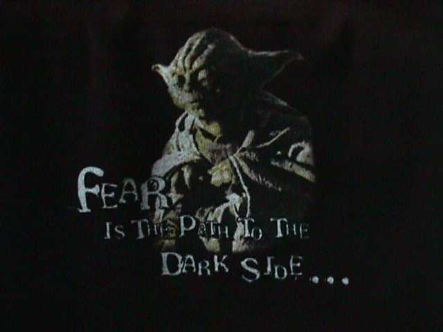 'Fear is the path to the Dark Side...' t-shirt front