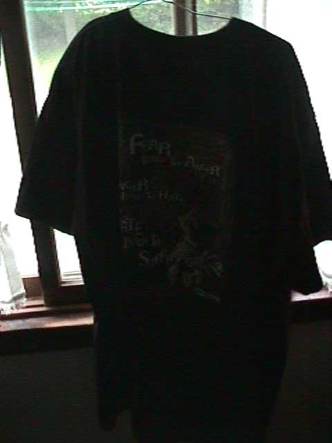 Full back of the 'Fear...' t-shirt