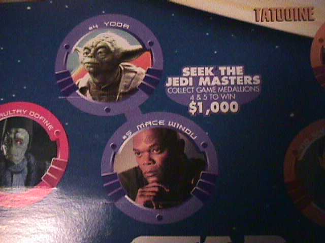 Seek the Jedi Masters... and win $1,000 (Pizza Hut, KFC, Taco Bell game board)