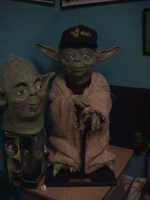 Yoda wearing a Yoda hat