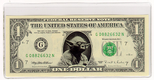 Yoda on a $1 bill