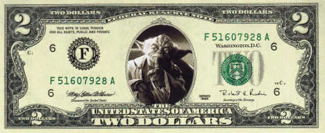 Yoda on a $2 bill
