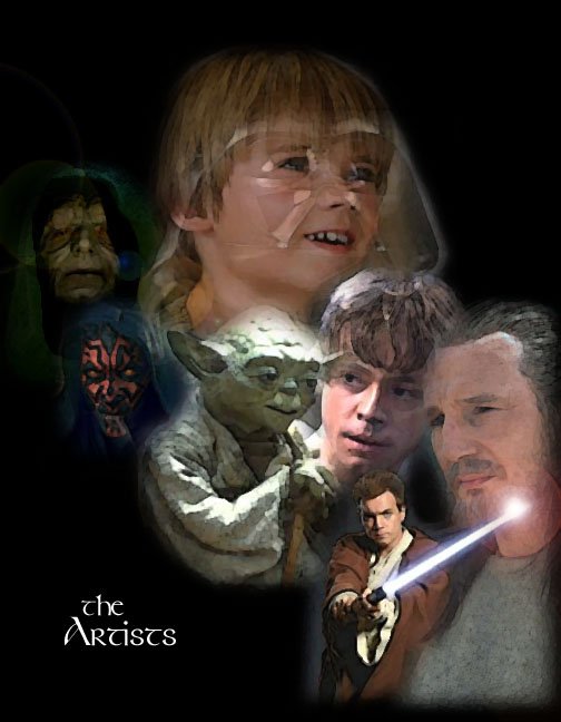 Nice picture of Yoda, Obi-Wan, Anakin/Vader, Luke, Palpatine, Darth Maul, Qui-Gon