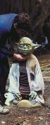 A midget dressed up in a Yoda costume (for filming of Empire Strikes Back)