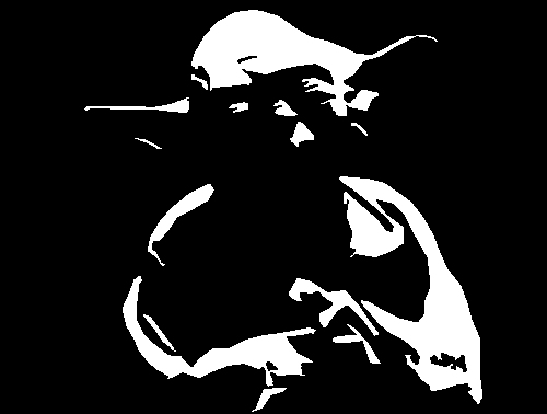 A Yoda stencil for a pumpkin - cut out the white parts