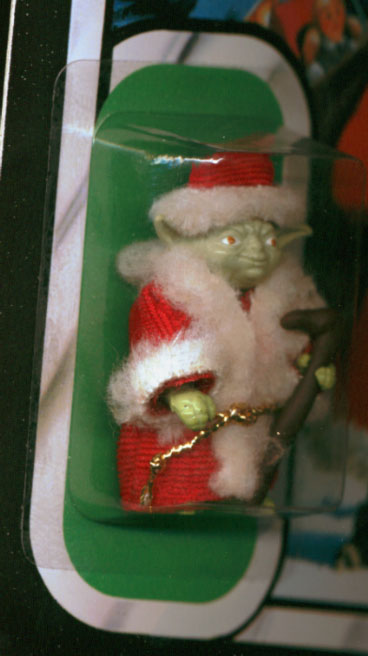 Zoom-in of the custom Santa Yoda toy