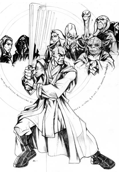 Sketch of Jedi Council members