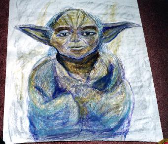 Yoda chalk drawing