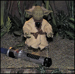 Interactive Yoda with Lightsaber on Dagobah