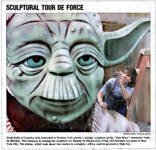 Giant Interactive Yoda statue made for FAO headquarters in New York