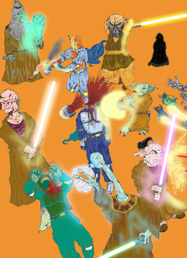 Illustration of the Jedi in a battle