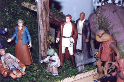 A Star Wars nativity scene with Yoda