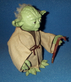 Side view of the pull-string talking Yoda