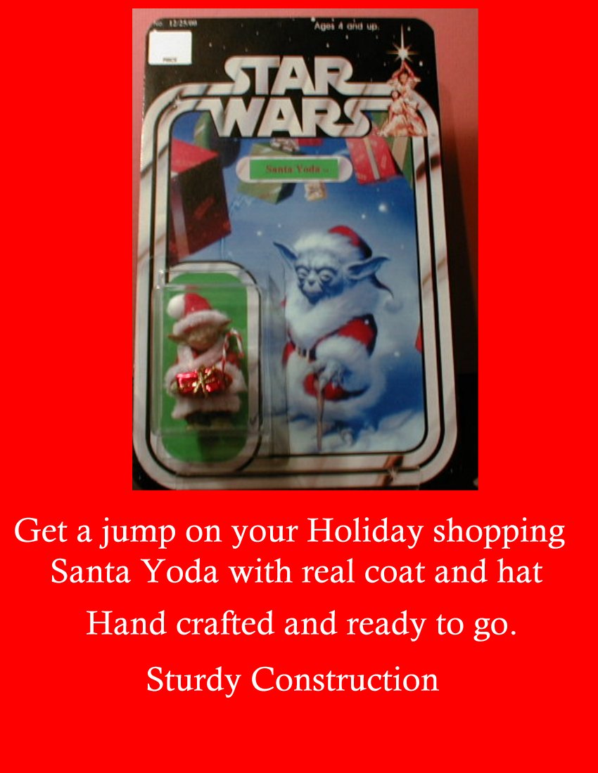Custom Yoda Claus (Santa Yoda) figure on card