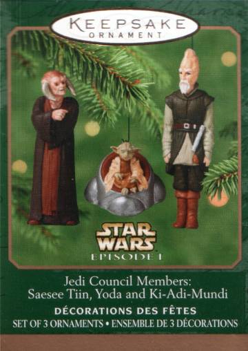 2000 Keepsake Ornaments Yoda, SaeSee Tin, and Ki-Adi-Mundi