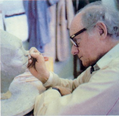 Working on the Yoda puppet head